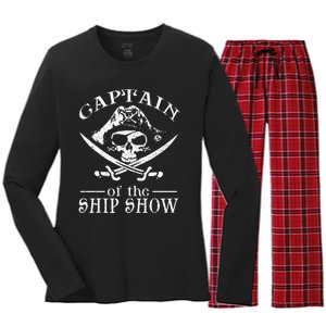 Funny Pirate Design Captain Ship Show Boater Boating Captain Women's Long Sleeve Flannel Pajama Set 