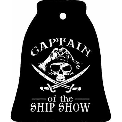 Funny Pirate Design Captain Ship Show Boater Boating Captain Ceramic Bell Ornament