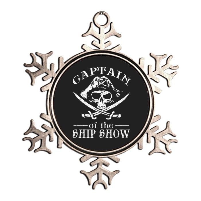 Funny Pirate Design Captain Ship Show Boater Boating Captain Metallic Star Ornament