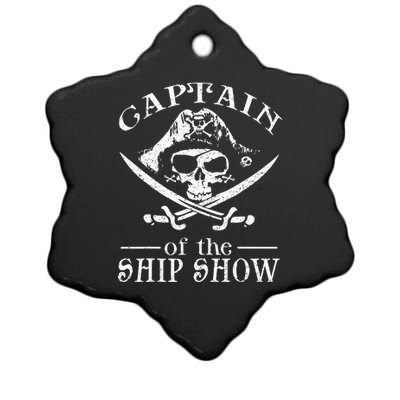 Funny Pirate Design Captain Ship Show Boater Boating Captain Ceramic Star Ornament