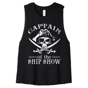 Funny Pirate Design Captain Ship Show Boater Boating Captain Women's Racerback Cropped Tank