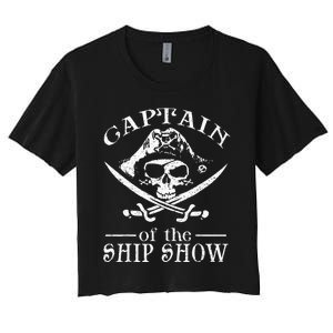 Funny Pirate Design Captain Ship Show Boater Boating Captain Women's Crop Top Tee