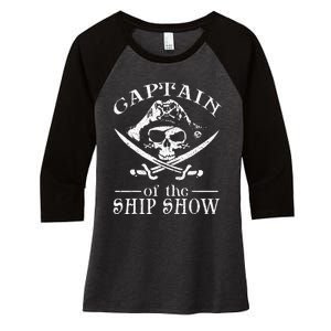 Funny Pirate Design Captain Ship Show Boater Boating Captain Women's Tri-Blend 3/4-Sleeve Raglan Shirt