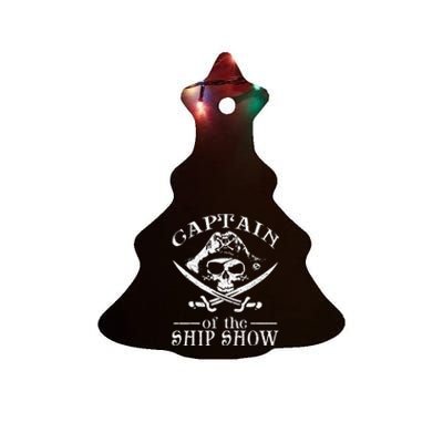 Funny Pirate Design Captain Ship Show Boater Boating Captain Ceramic Tree Ornament