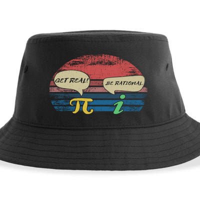 Funny Pi Day March 14th Quote I Get Real Be Rational Gift Sustainable Bucket Hat