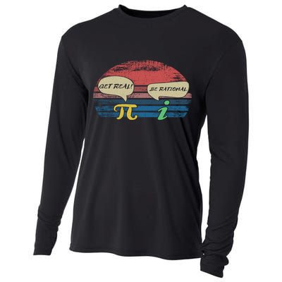Funny Pi Day March 14th Quote I Get Real Be Rational Gift Cooling Performance Long Sleeve Crew
