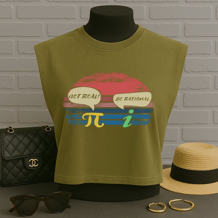 Funny Pi Day March 14th Quote I Get Real Be Rational Gift Garment-Dyed Women's Muscle Tee