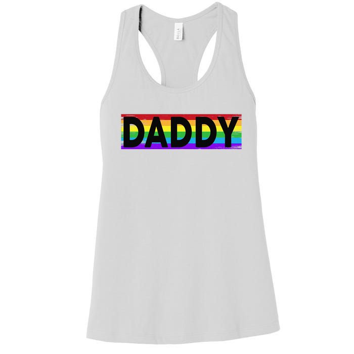 Funny Pride Daddy Proud Gay Lesbian LGBT Gift Father's Day Women's Racerback Tank