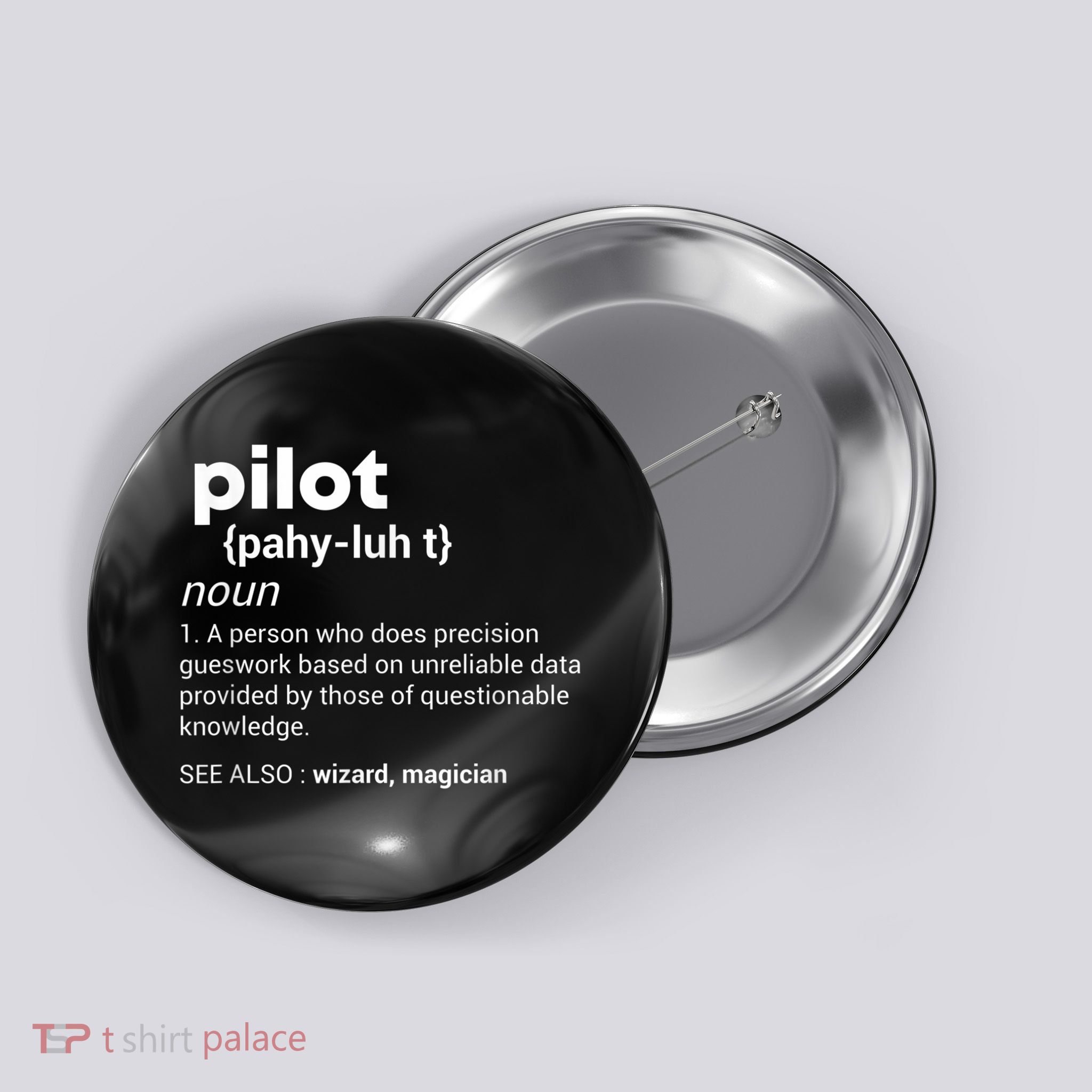 Funny Pilot Definition Design Airplane Jet Aviation Graphic Button