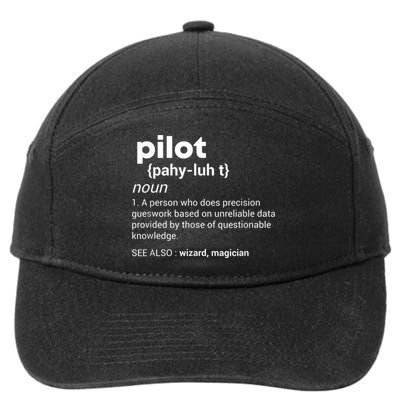Funny Pilot Definition Design Airplane Jet Aviation Graphic 7-Panel Snapback Hat