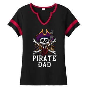 Funny Pirate Dad Fathers Day Ladies Halftime Notch Neck Tee