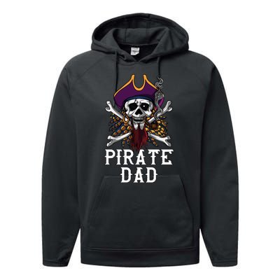 Funny Pirate Dad Fathers Day Performance Fleece Hoodie