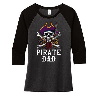 Funny Pirate Dad Fathers Day Women's Tri-Blend 3/4-Sleeve Raglan Shirt