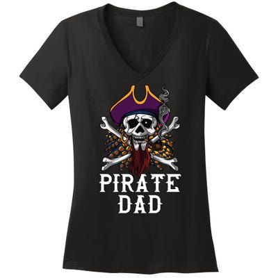 Funny Pirate Dad Fathers Day Women's V-Neck T-Shirt