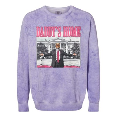 Funny Pink Donald Trump Daddys Home DaddyS 2024 Colorblast Crewneck Sweatshirt