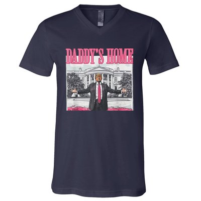 Funny Pink Donald Trump Daddys Home DaddyS 2024 V-Neck T-Shirt