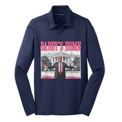 Funny Pink Donald Trump Daddys Home DaddyS 2024 Silk Touch Performance Long Sleeve Polo