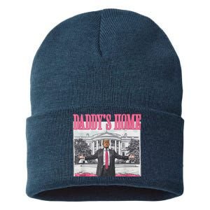 Funny Pink Donald Trump Daddys Home DaddyS 2024 Sustainable Knit Beanie