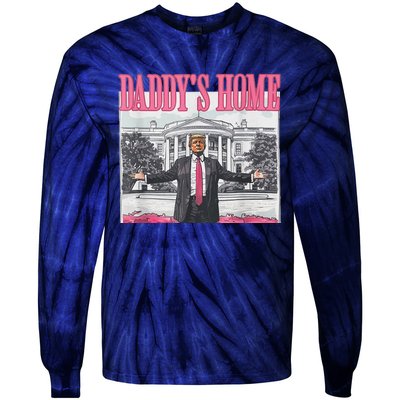 Funny Pink Donald Trump Daddys Home DaddyS 2024 Tie-Dye Long Sleeve Shirt