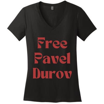 Free Pavel Durov Women's V-Neck T-Shirt