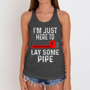 Funny Plumber Designs For Plumbing Lay Some Pipe Women's Knotted Racerback Tank