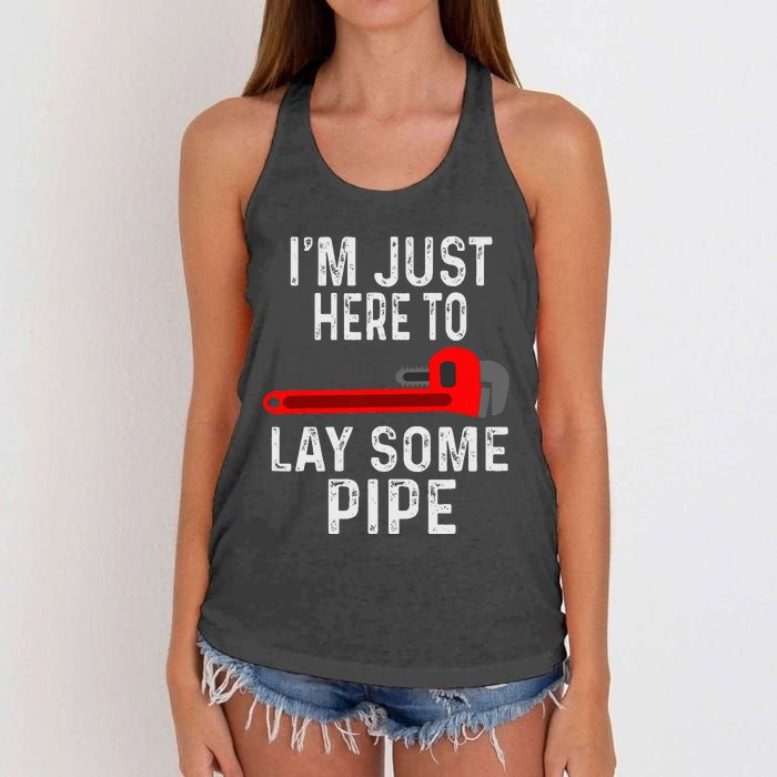 Funny Plumber Designs For Plumbing Lay Some Pipe Women's Knotted Racerback Tank