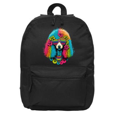 Funny Poodle Dog Miniature Poodle Toy Poodle Hippie 16 in Basic Backpack