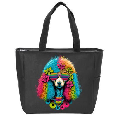 Funny Poodle Dog Miniature Poodle Toy Poodle Hippie Zip Tote Bag