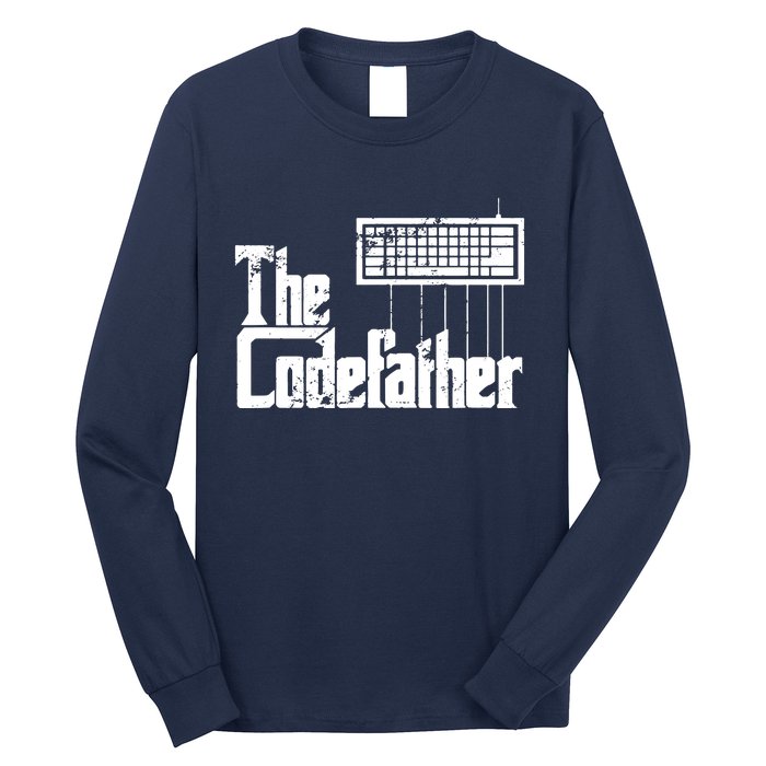 Funny Programmer Dad Gift The Codefather Vintage Coder Long Sleeve Shirt