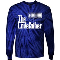 Funny Programmer Dad Gift The Codefather Vintage Coder Tie-Dye Long Sleeve Shirt