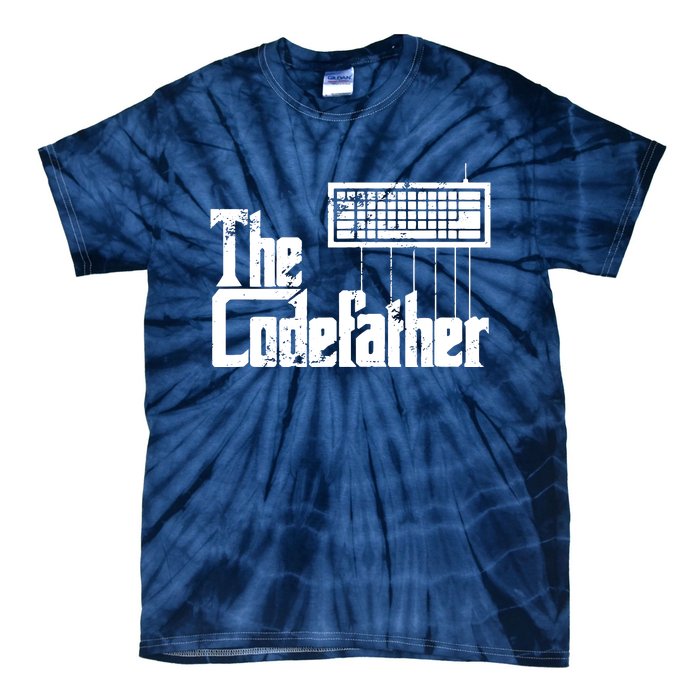 Funny Programmer Dad Gift The Codefather Vintage Coder Tie-Dye T-Shirt