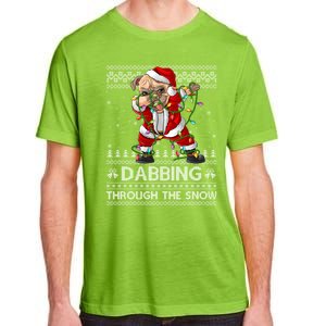 Funny Pug Dog Dabbing Through The Snow Ugly Pug Christmas Gift Adult ChromaSoft Performance T-Shirt