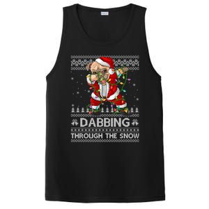 Funny Pug Dog Dabbing Through The Snow Ugly Pug Christmas Gift PosiCharge Competitor Tank