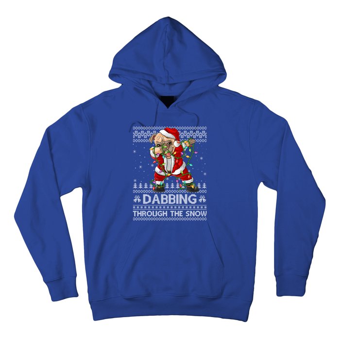 Funny Pug Dog Dabbing Through The Snow Ugly Pug Christmas Gift Hoodie