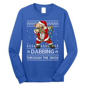 Funny Pug Dog Dabbing Through The Snow Ugly Pug Christmas Gift Long Sleeve Shirt