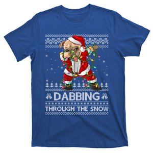 Funny Pug Dog Dabbing Through The Snow Ugly Pug Christmas Gift T-Shirt