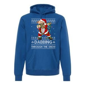 Funny Pug Dog Dabbing Through The Snow Ugly Pug Christmas Gift Premium Hoodie