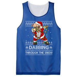 Funny Pug Dog Dabbing Through The Snow Ugly Pug Christmas Gift Mesh Reversible Basketball Jersey Tank