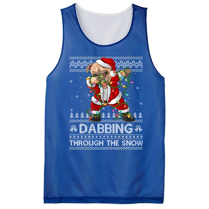 Funny Pug Dog Dabbing Through The Snow Ugly Pug Christmas Gift Mesh Reversible Basketball Jersey Tank