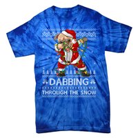 Funny Pug Dog Dabbing Through The Snow Ugly Pug Christmas Gift Tie-Dye T-Shirt