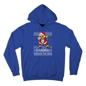 Funny Pug Dog Dabbing Through The Snow Ugly Pug Christmas Gift Tall Hoodie