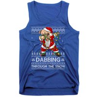 Funny Pug Dog Dabbing Through The Snow Ugly Pug Christmas Gift Tank Top