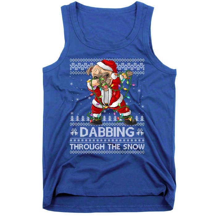 Funny Pug Dog Dabbing Through The Snow Ugly Pug Christmas Gift Tank Top