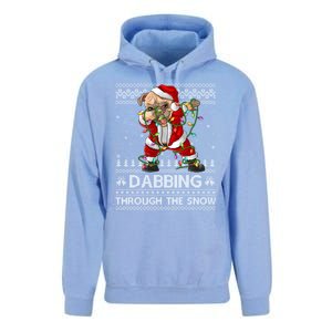 Funny Pug Dog Dabbing Through The Snow Ugly Pug Christmas Gift Unisex Surf Hoodie