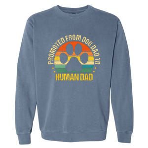 Funny Paw Dog Promoted From Fog Dad To Human Dad Fathers Day Garment-Dyed Sweatshirt