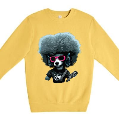 Funny Poodle Dog Miniature Poodle Toy Poodle Retro Sunset Premium Crewneck Sweatshirt