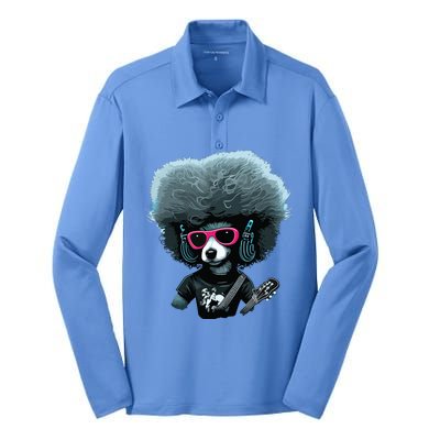 Funny Poodle Dog Miniature Poodle Toy Poodle Retro Sunset Silk Touch Performance Long Sleeve Polo