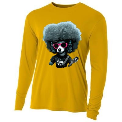 Funny Poodle Dog Miniature Poodle Toy Poodle Retro Sunset Cooling Performance Long Sleeve Crew