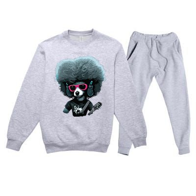 Funny Poodle Dog Miniature Poodle Toy Poodle Retro Sunset Premium Crewneck Sweatsuit Set