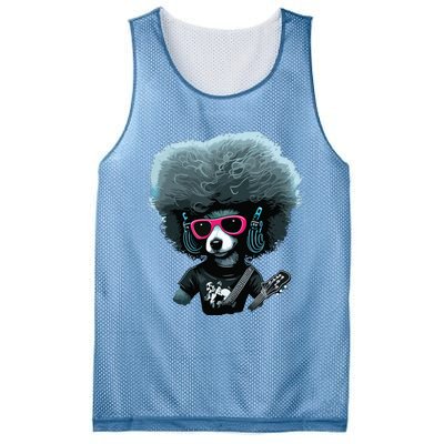 Funny Poodle Dog Miniature Poodle Toy Poodle Retro Sunset Mesh Reversible Basketball Jersey Tank